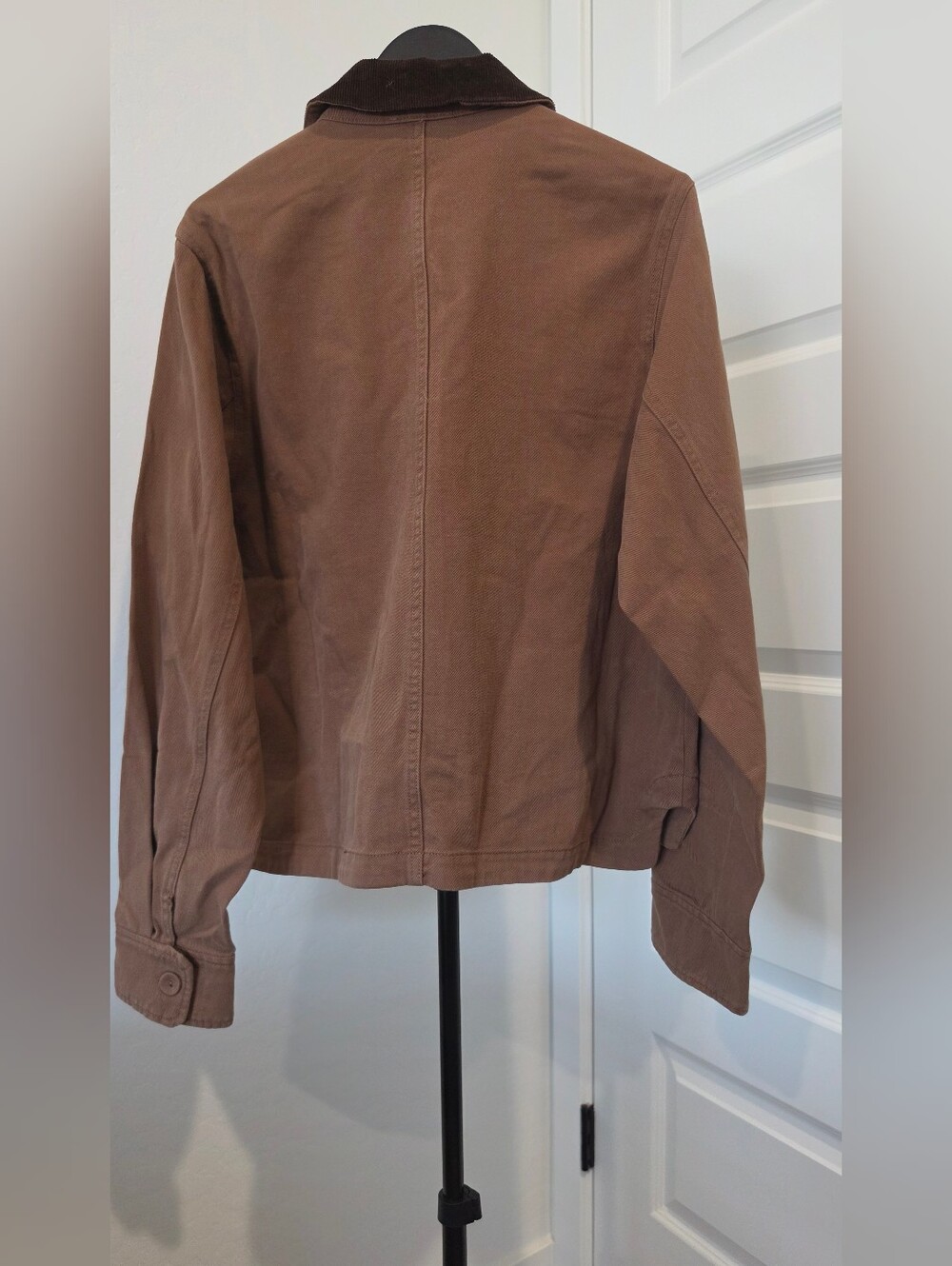 Skies Are Blue Brown Canvas Utility Barn Jacket Corduroy Collar Size Medium NWT - Picture 3 of 10